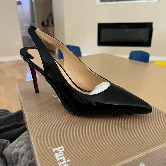 新品未使用 Kate Sling 85mm suede pumps 35 Sell Christian Louboutin Suede Kate Sling 85 Pumps - Black